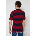 Mens casual benang pewarna garis -garis lengan pendek polo